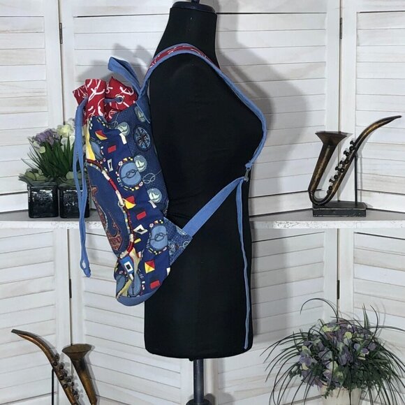 Sun N Sand Beach Cotton Backpack Red Blue Anchor - Picture 2 of 10